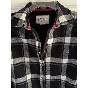 Orvis Women’s Size Medium Flannel‎ Fleece Shirt, Lined, Pockets, Buffalo Plaid